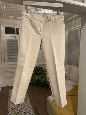 LOFT Cream/Taupe Straight Ankle Trousers